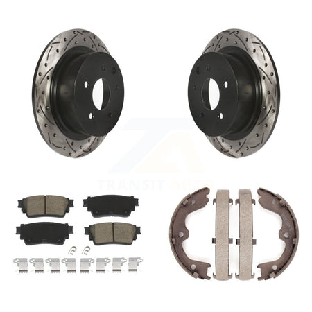 Rear Disc Drilled & Slotted Rotors Ceramic Pads Parking Shoes Kit For Nissan Altima AWD KDC-101436