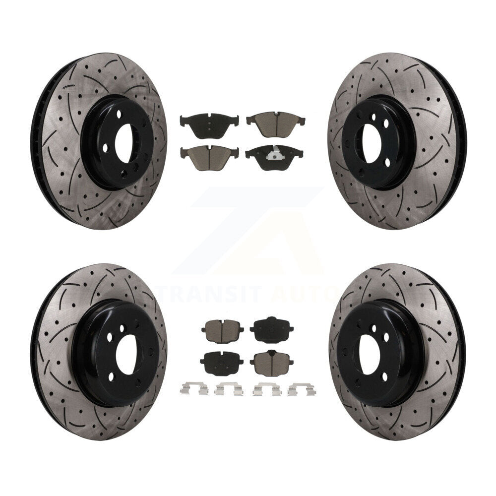 Front Rear Brake Rotors Ceramic Pad Kit (6Pc) For BMW 535i With 345mm Diameter Rotor KDC-101667