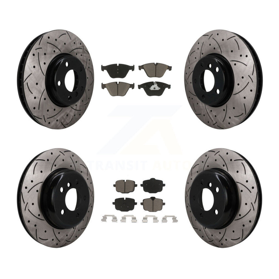 Front Rear Brake Rotors Ceramic Pad Kit (6Pc) For BMW 535i With 345mm Diameter Rotor KDC-101667