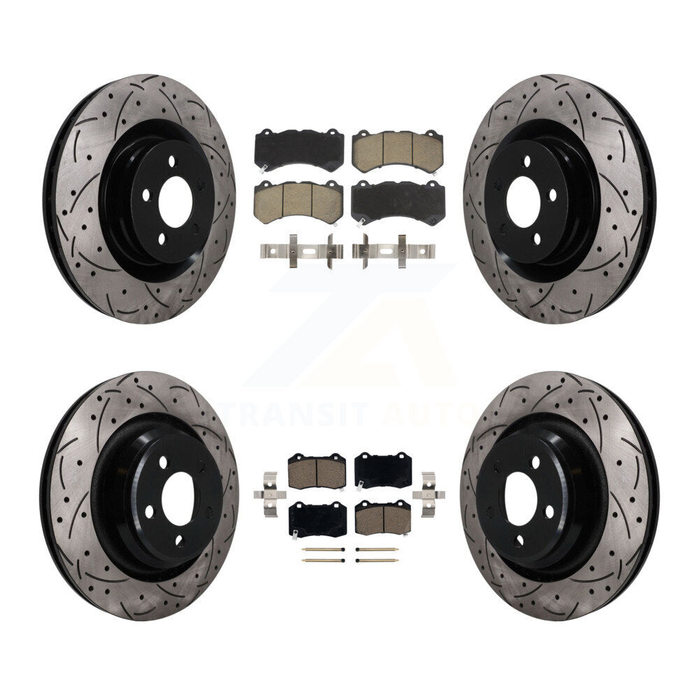 Front Rear Coat Drill Slot Disc Brake Rotors Ceramic Pad Kit For Dodge Challenger Charger KDC-101671