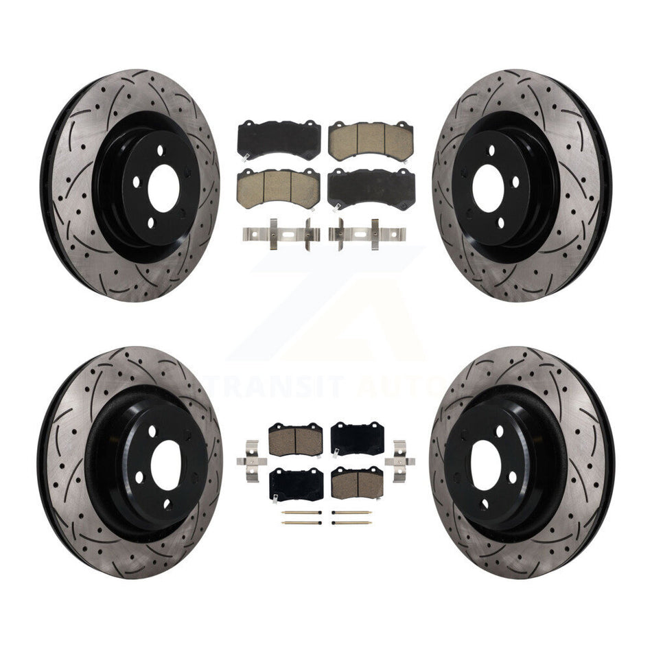 Front Rear Coat Drill Slot Disc Brake Rotors Ceramic Pad Kit For Dodge Challenger Charger KDC-101671