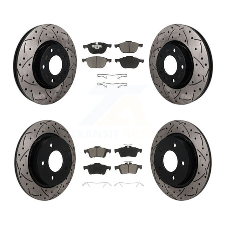 Front Rear Coated Drilled Slotted Disc Brake Rotors And Ceramic Pad Kit For Mazda 3 Sport KDC-101675