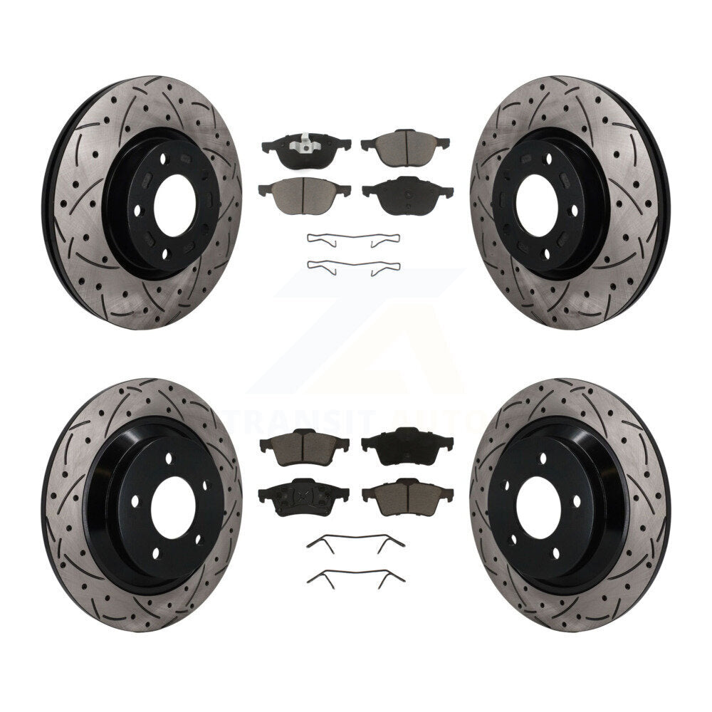 Front Rear Coated Drilled Slot Disc Brake Rotor Ceramic Pad Kit For 2006 Mazda 5 To 02 06 KDC-101678
