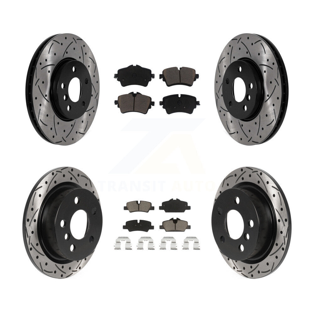 Front Rear Drill Slot Brake Rotors Ceramic Pad Kit For 2022 Mini Cooper S with GAS engine KDC-101679