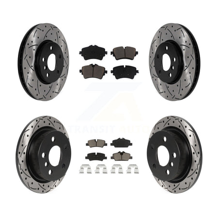 Front Rear Drill Slot Brake Rotors Ceramic Pad Kit For 2022 Mini Cooper S with GAS engine KDC-101679