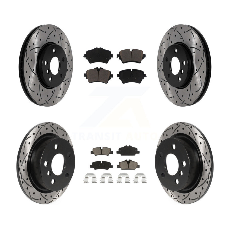 Front Rear Drill Slot Brake Rotors Ceramic Pad Kit For 2022 Mini Cooper S with GAS engine KDC-101679