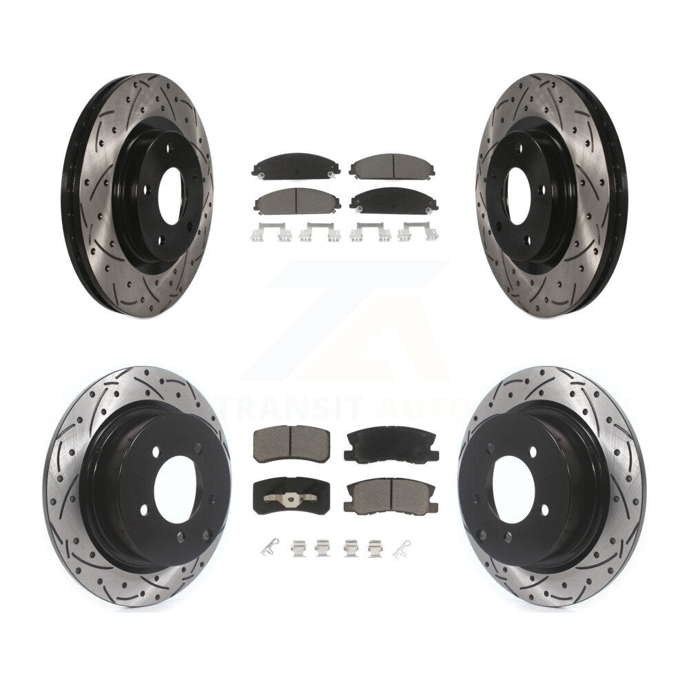 Front Rear Drill Slot Disc Brake Rotors Ceramic Pad Kit For 2008-2009 Dodge Caliber SRT-4 KDC-101681