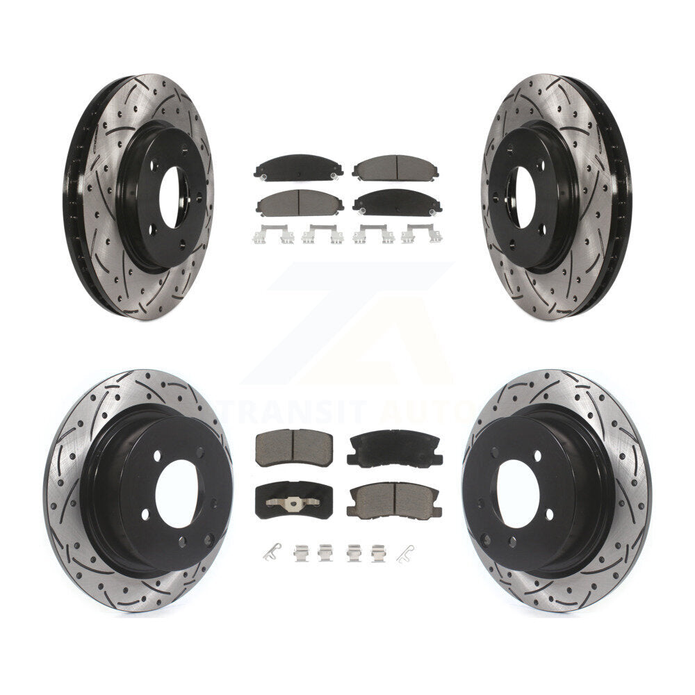 Front Rear Drill Slot Disc Brake Rotors Ceramic Pad Kit For 2008-2009 Dodge Caliber SRT-4 KDC-101682