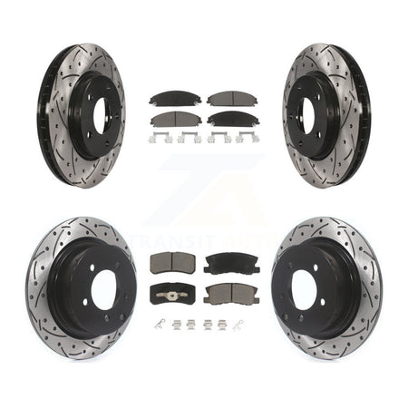 Front Rear Drill Slot Disc Brake Rotors Ceramic Pad Kit For 2008-2009 Dodge Caliber SRT-4 KDC-101682