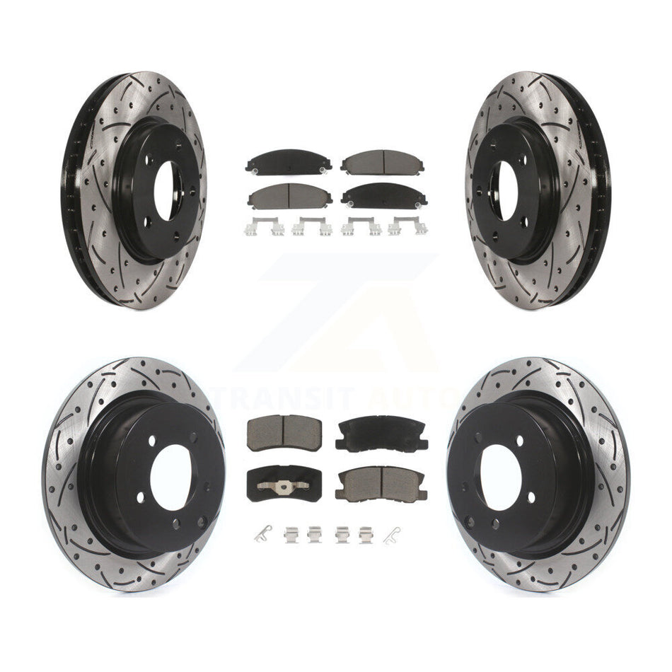 Front Rear Drill Slot Disc Brake Rotors Ceramic Pad Kit For 2008-2009 Dodge Caliber SRT-4 KDC-101682