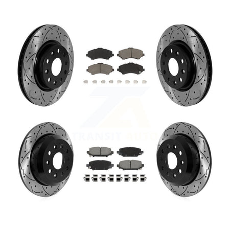 Front Rear Drill Slot Disc Brake Rotors Ceramic Pad Kit For 2018-2020 Jeep Wrangler Sport KDC-101683