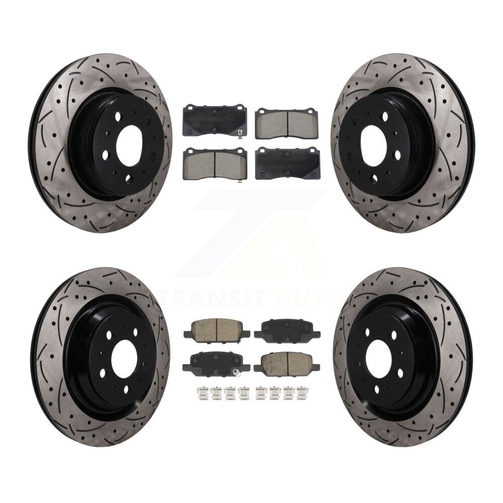 Front Rear Drill Slot Brake Rotors Ceramic Pad Kit For Tesla 3 With Gray Painted Calipers KDC-101684