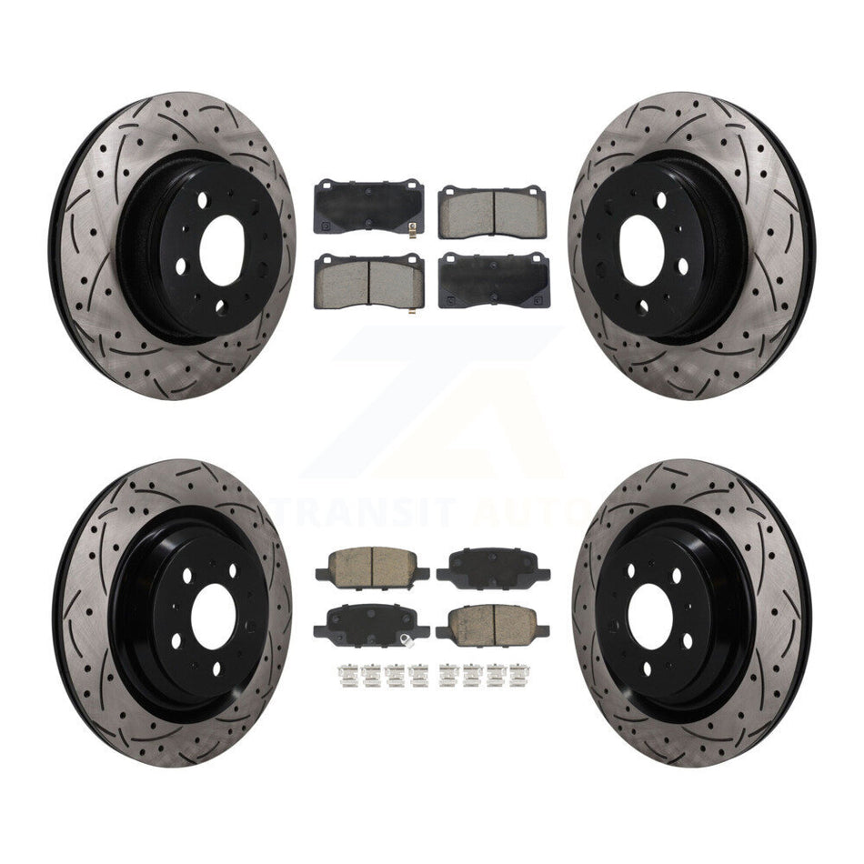 Front Rear Drill Slot Brake Rotors Ceramic Pad Kit For Tesla 3 With Gray Painted Calipers KDC-101684