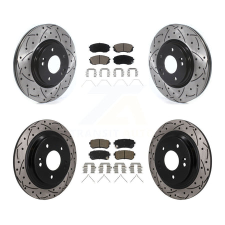 Front Rear Coated Drill Slot Disc Brake Rotor Ceramic Pad Kit For Hyundai Kona Kia Seltos KDC-101686