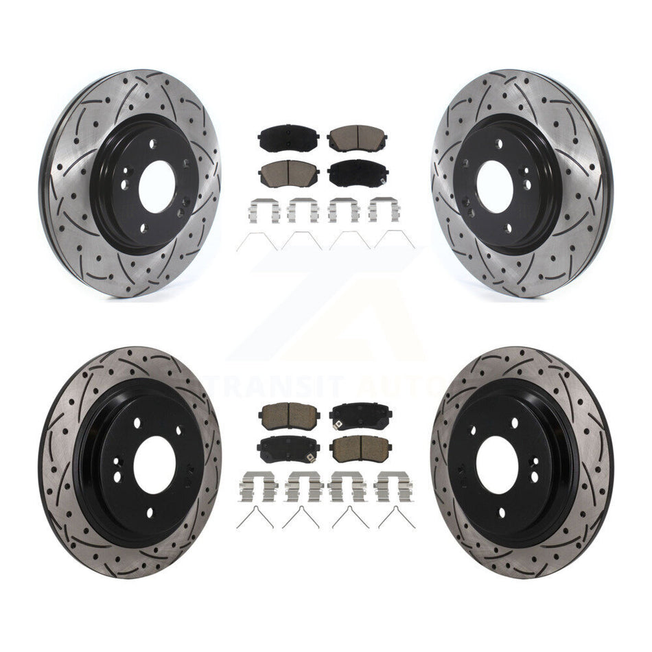 Front Rear Coated Drill Slot Disc Brake Rotor Ceramic Pad Kit For Hyundai Kona Kia Seltos KDC-101686