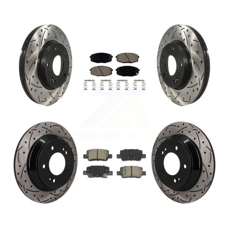 Front Rear Coated Drilled Slotted Disc Brake Rotors And Ceramic Pads Kit For Kia Seltos KDC-101688