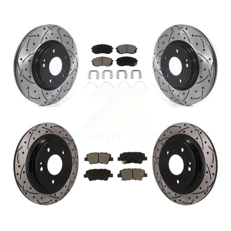 Front Rear Drilled Slot Disc Brake Rotor & Ceramic Pad Kit For 2022-2023 Hyundai Kona AWD KDC-101692
