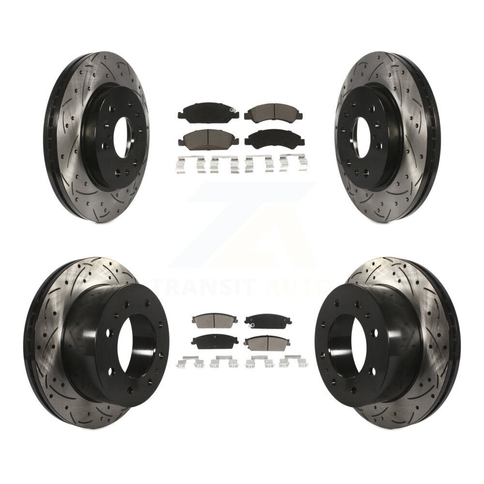 Front Rear Drill Slot Brake Rotors Ceramic Pad Kit For 11 Chevrolet Silverado 1500 Hybrid KDC-101693