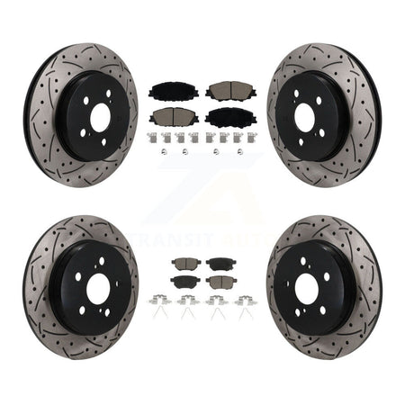 Front Rear Coat Drill Slot Disc Brake Rotors Ceramic Pad Kit For 2019 Toyota Corolla 2.0L KDC-101699