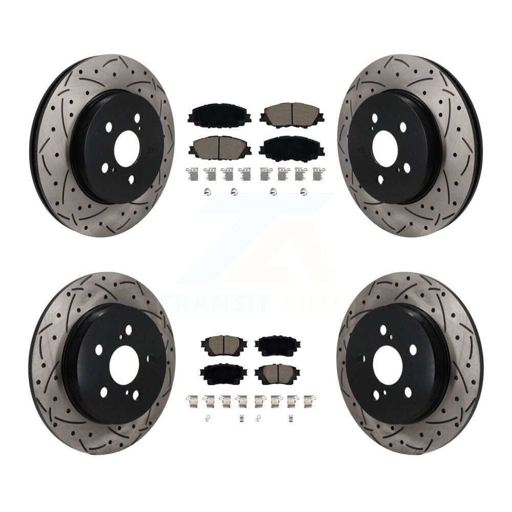 Front Rear Coated Drilled Slotted Disc Brake Rotor And Ceramic Pad Kit For Toyota Corolla KDC-101700