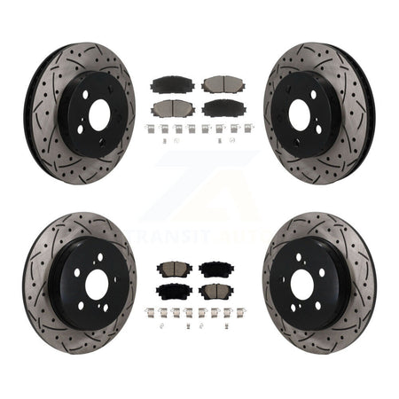 Front Rear Coated Drilled Slotted Disc Brake Rotor And Ceramic Pad Kit For Toyota Corolla KDC-101703