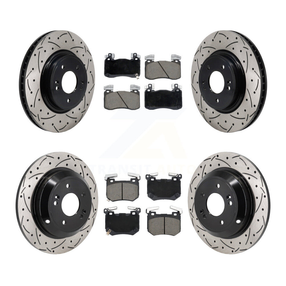 Front Rear Drill Slot Brake Rotor Ceramic Pad Kit For Genesis G70 2.0L With Brembo Brakes KDC-101704