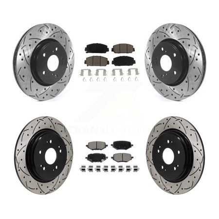 Front Rear Coated Drilled Slotted Disc Brake Rotors & Ceramic Pad Kit For 2023 Honda HR-V KDC-101706