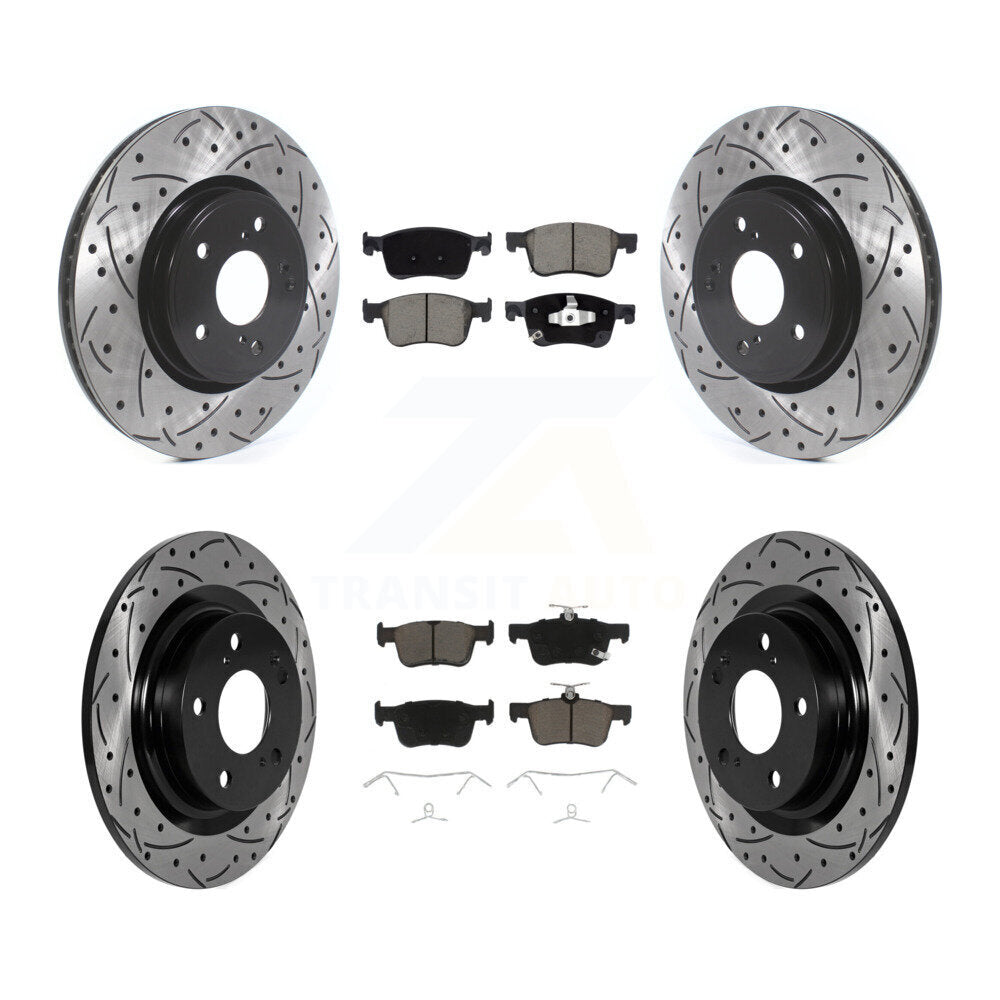 Front Rear Coated Drill Slot Disc Brake Rotor Ceramic Pad Kit For 2024 Acura Integra 1.5L KDC-101708