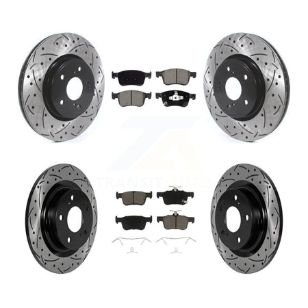 Front Rear Coated Drill Slot Disc Brake Rotor Ceramic Pad Kit For 2024 Acura Integra 1.5L KDC-101708