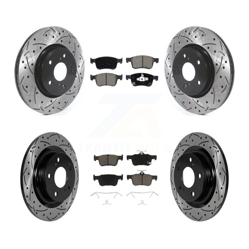 Front Rear Coated Drill Slot Disc Brake Rotor Ceramic Pad Kit For 2024 Acura Integra 1.5L KDC-101708