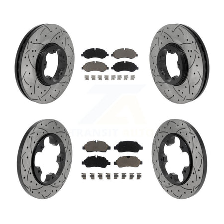 Front Rear Drilled Slot Disc Brake Rotor Ceramic Pad Kit For Ford Transit-250 Transit-150 KDC-101710