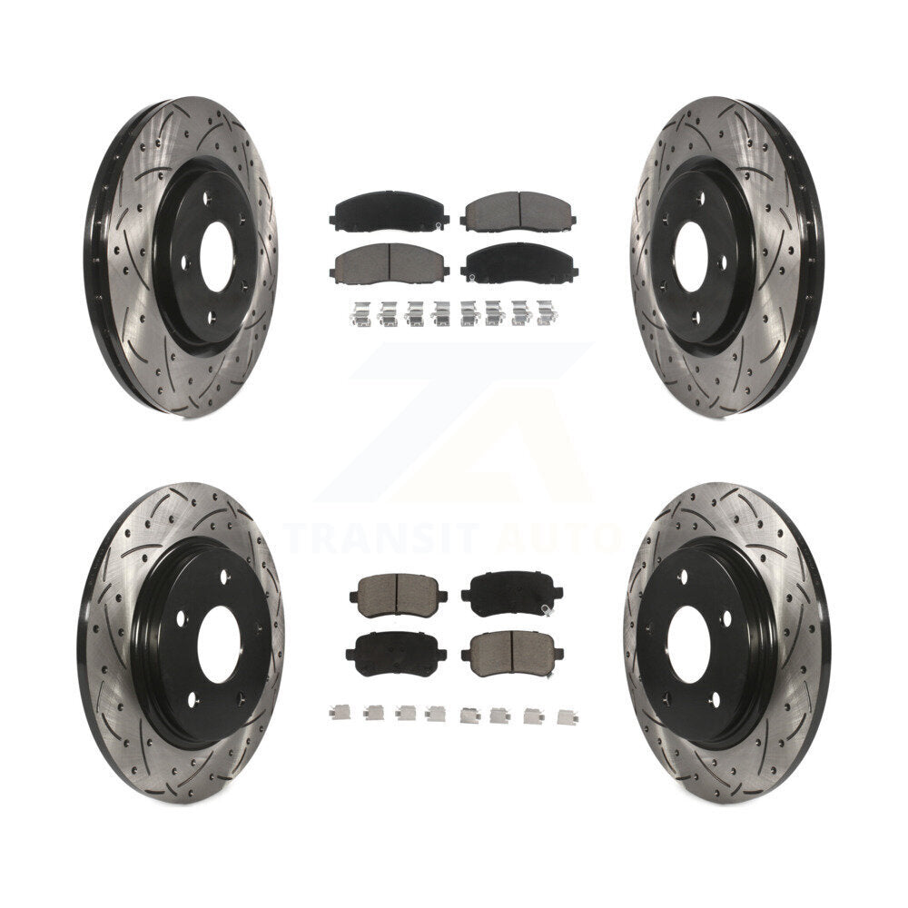 Front Rear Coated Drilled Slotted Disc Brake Rotors Ceramic Pad Kit For Volkswagen Routan KDC-101711