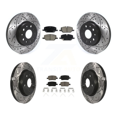 Front Rear Coated Drilled Slot Disc Brake Rotor & Ceramic Pad Kit For Chevrolet Camaro LT KDC-101712