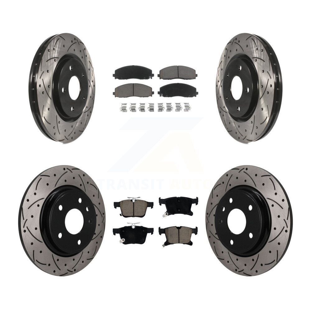 Front Rear Drilled Slot Brake Rotor & Ceramic Pad Kit For Chrysler Pacifica Grand Caravan KDC-101720