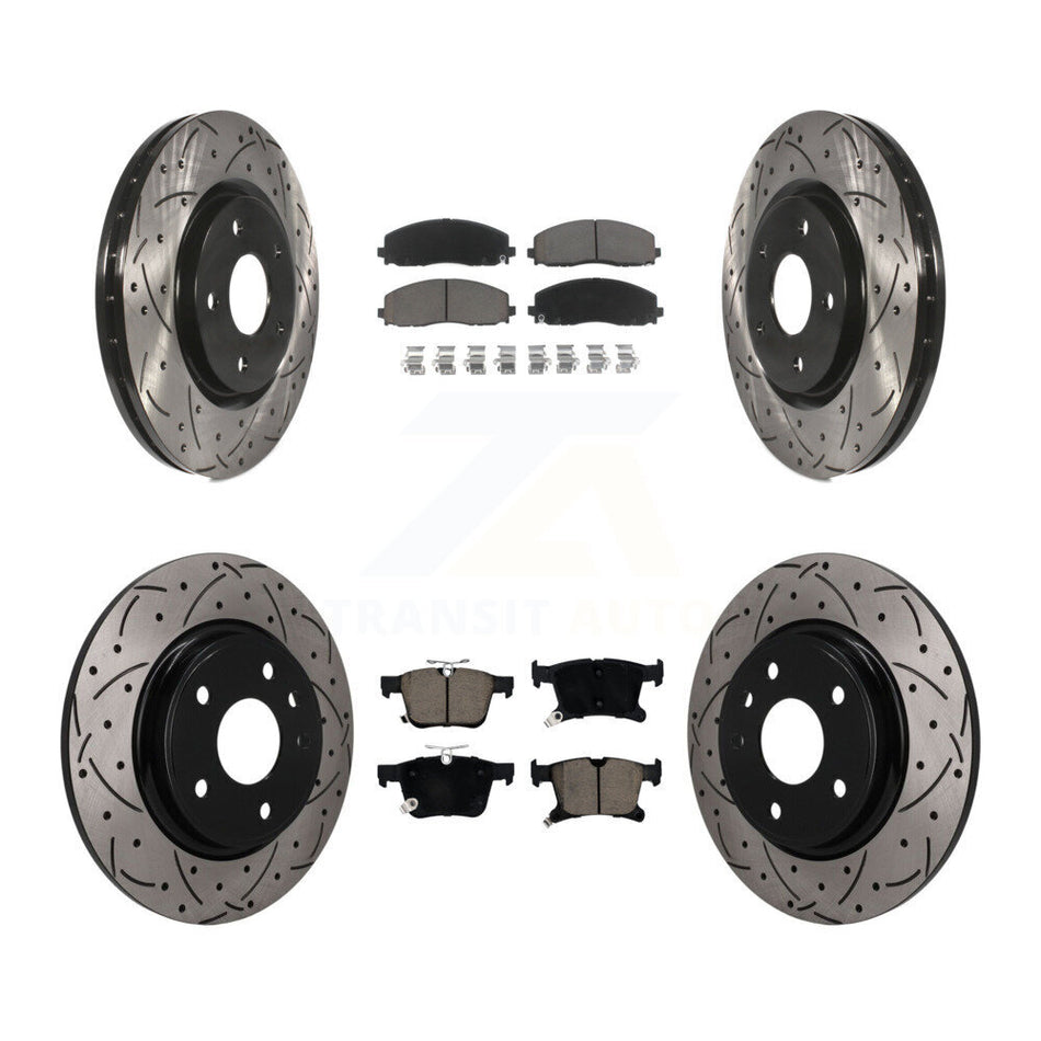 Front Rear Drilled Slot Brake Rotor & Ceramic Pad Kit For Chrysler Pacifica Grand Caravan KDC-101720