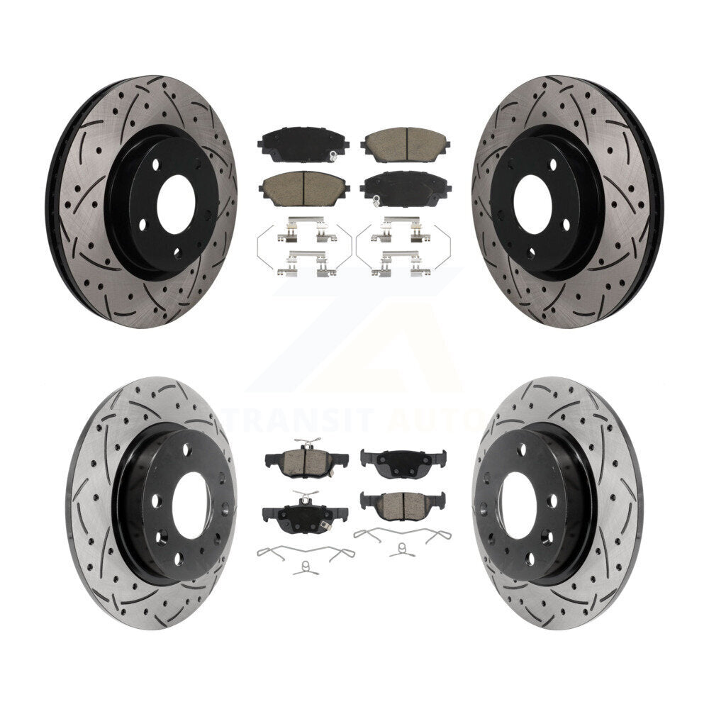 Front Rear Coated Drilled Slotted Disc Brake Rotors And Ceramic Pads Kit For Mazda CX-30 KDC-101722
