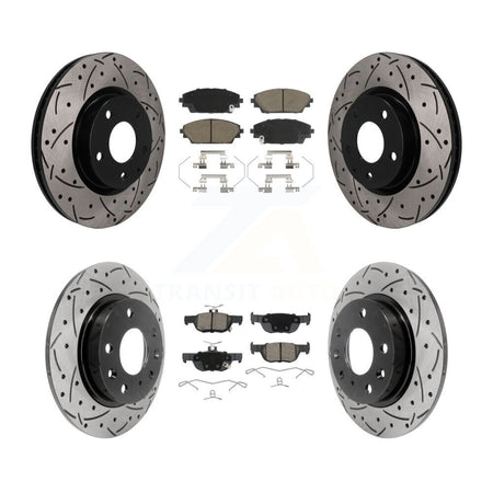 Front Rear Coated Drilled Slotted Disc Brake Rotors And Ceramic Pads Kit For Mazda CX-30 KDC-101722