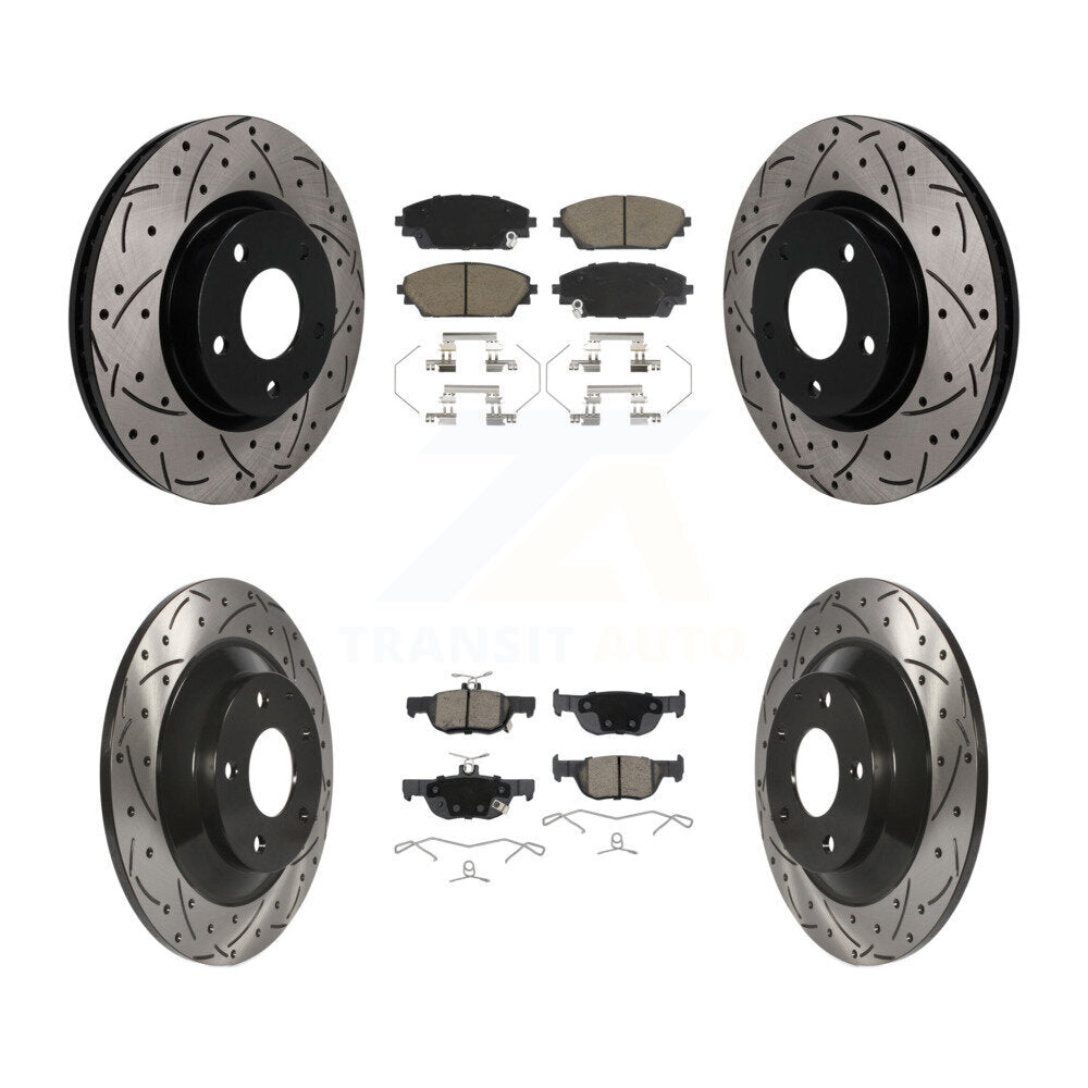 Front Rear Coated Drilled Slotted Disc Brake Rotors And Ceramic Pads Kit For Mazda CX-30 KDC-101723