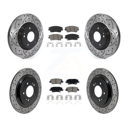 Front Rear Drilled Slot Disc Brake Rotors Ceramic Pad Kit For Kia Sportage Hyundai Tucson KDC-101724