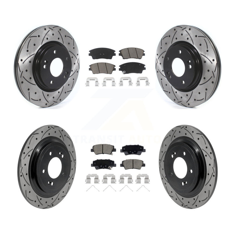 Front Rear Drilled Slot Disc Brake Rotors Ceramic Pad Kit For Kia Sportage Hyundai Tucson KDC-101724