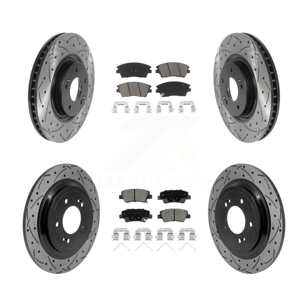 Front Rear Drill Slot Brake Rotor Ceramic Pad Kit For 2017-2022 Kia Sportage Turbocharged KDC-101725