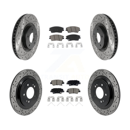 Front Rear Drill Slot Brake Rotor Ceramic Pad Kit For 2017-2022 Kia Sportage Turbocharged KDC-101725