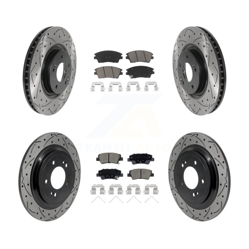 Front Rear Drill Slot Brake Rotor Ceramic Pad Kit For 2017-2022 Kia Sportage Turbocharged KDC-101725