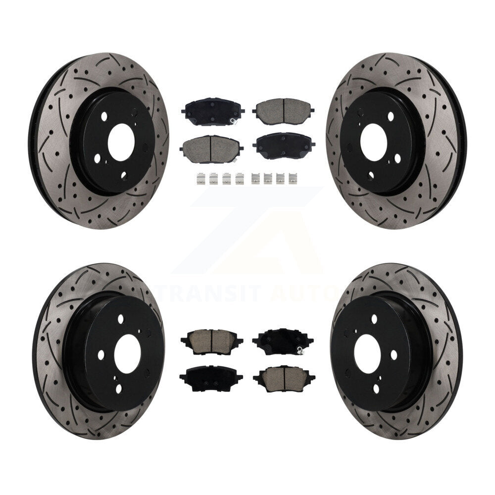 Front Rear Coated Drilled Slotted Disc Brake Rotors And Ceramic Pads Kit For Toyota C-HR KDC-101727