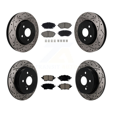Front Rear Coated Drilled Slotted Disc Brake Rotors And Ceramic Pads Kit For Toyota C-HR KDC-101727