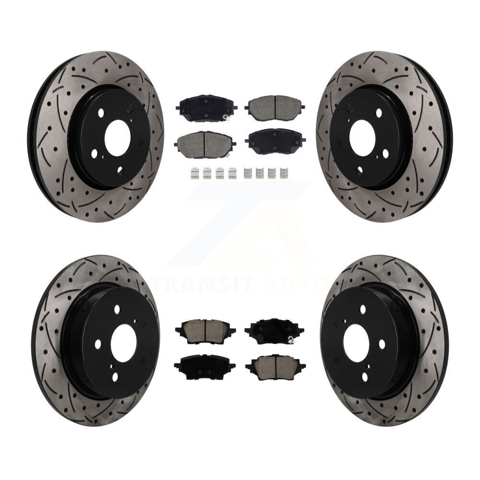Front Rear Coated Drilled Slotted Disc Brake Rotors And Ceramic Pads Kit For Toyota C-HR KDC-101727