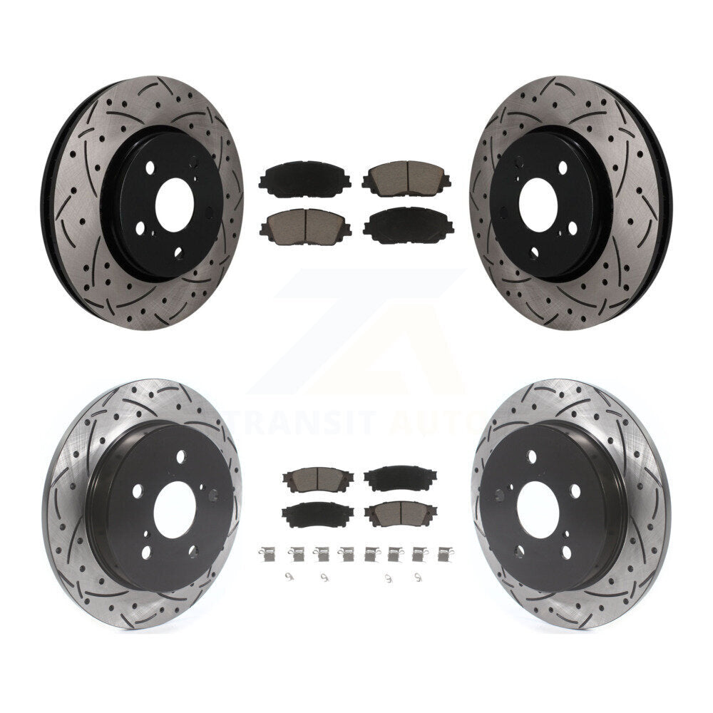 Front Rear Coated Drilled Slotted Disc Brake Rotors And Ceramic Pads Kit For Toyota C-HR KDC-101728