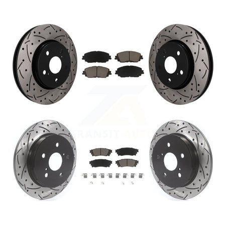 Front Rear Coated Drilled Slotted Disc Brake Rotors And Ceramic Pads Kit For Toyota C-HR KDC-101728