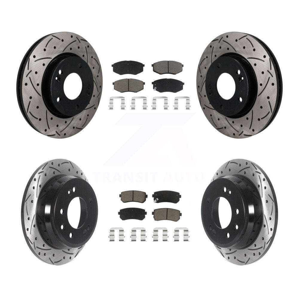Front Rear Drilled Slot Brake Rotor & Ceramic Pad Kit For Hyundai Tucson Kia Sportage FWD KDC-101730