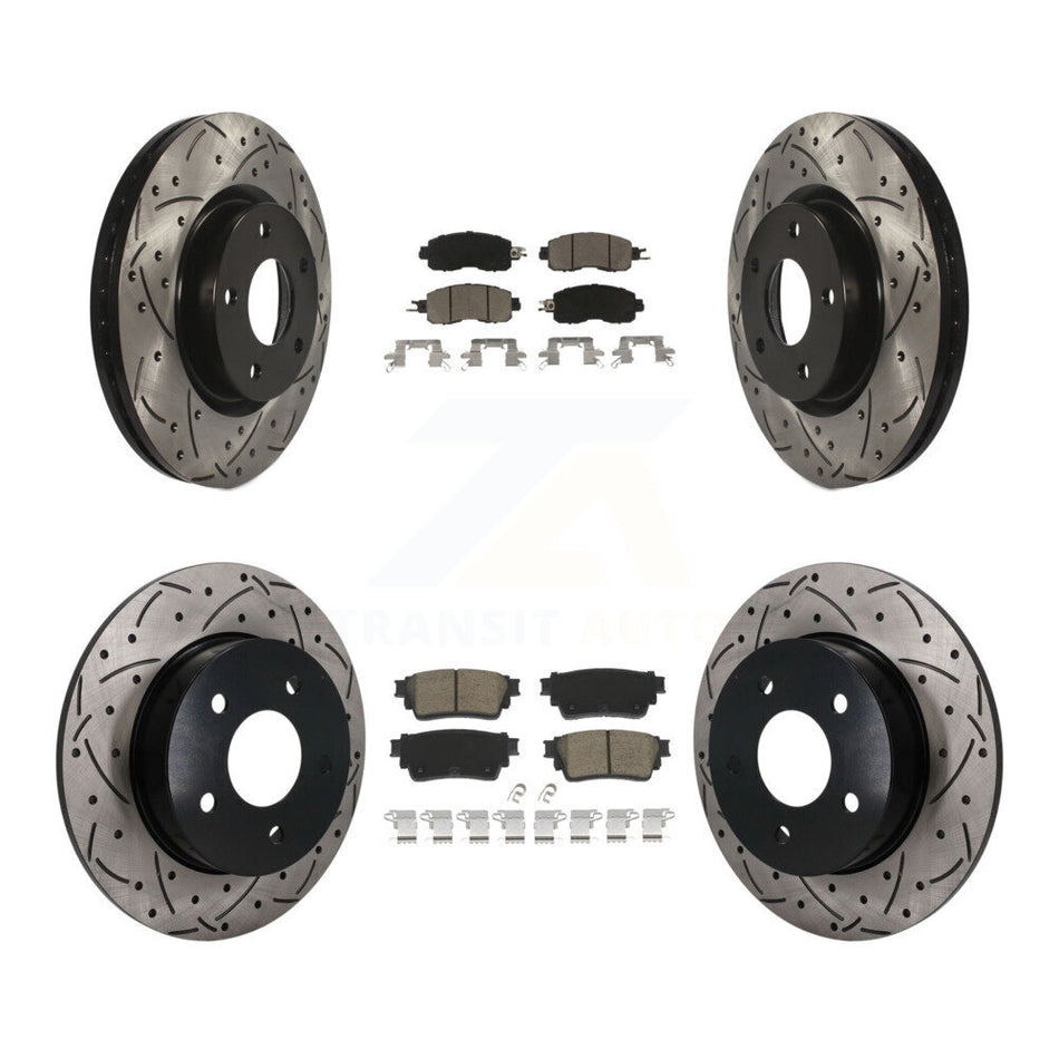 Front Rear Coated Drilled Slotted Disc Brake Rotors And Ceramic Pad Kit For Nissan Altima KDC-101731